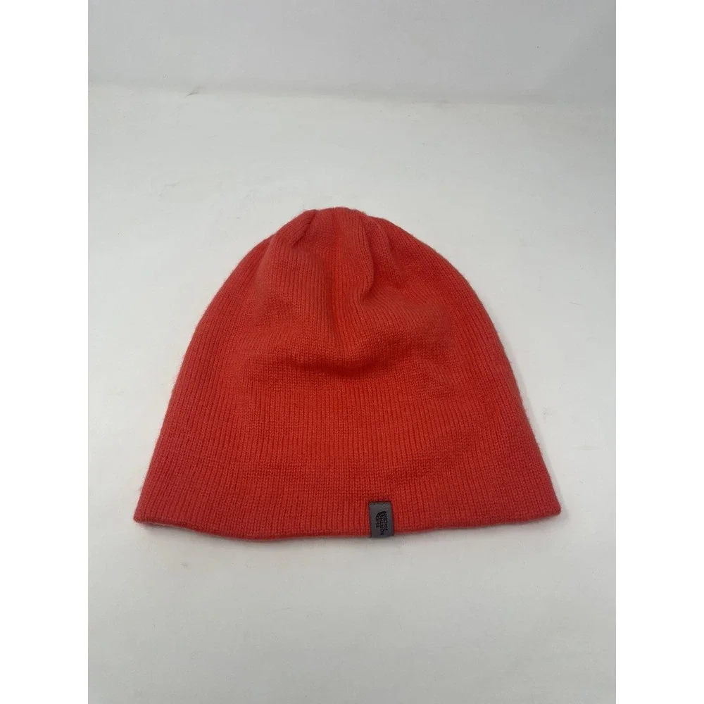 THE NORTH FACE ORANGE / WHITE REVERSIBLE‎ BEANIE WITH SMALL LOGO